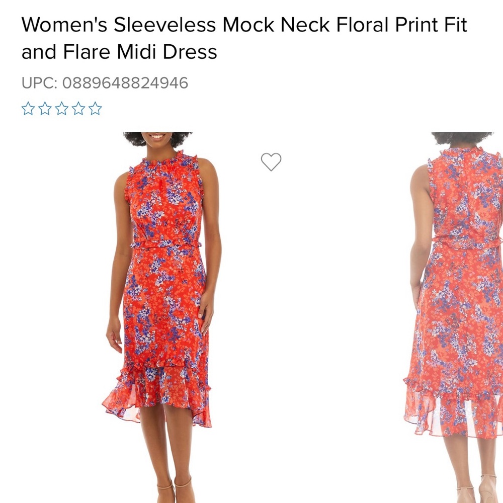 Donna Ricco Orange and Blue Ruffled Tiered Midi Dress